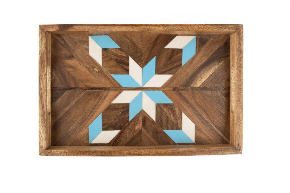 Blue & White Patterned Resin Tray