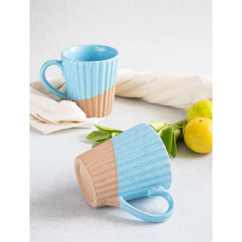 Blue Striped Coffee Mugs  | Set of 2