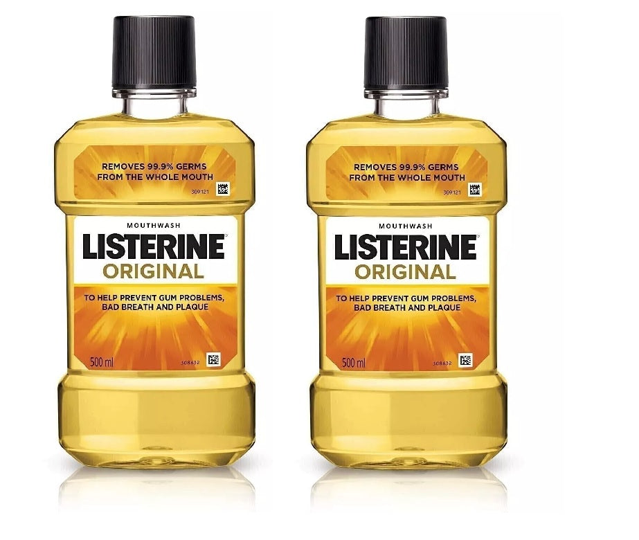 Listerine Original Mouthwash 2-Pack (2×500 ml) – 24-Hour Plaque & Gum Protection