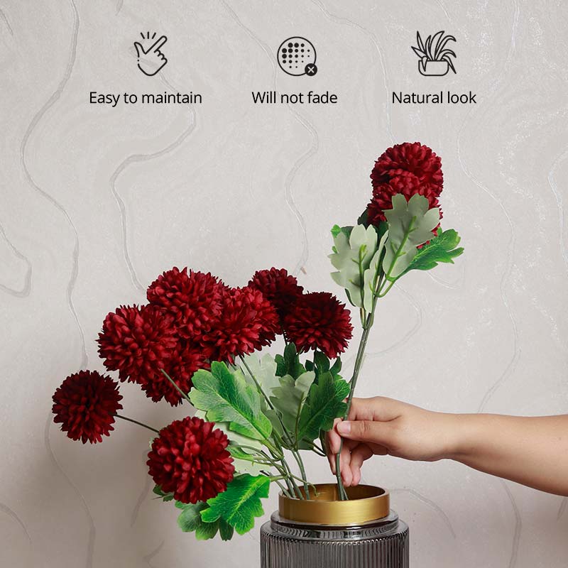 The Kaifeng | Artificial Red Chrysanthemum Pack of 12 flowers