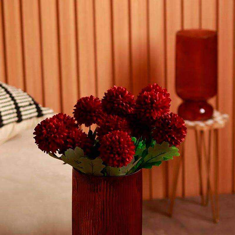 The Kaifeng | Artificial Red Chrysanthemum Pack of 12 flowers