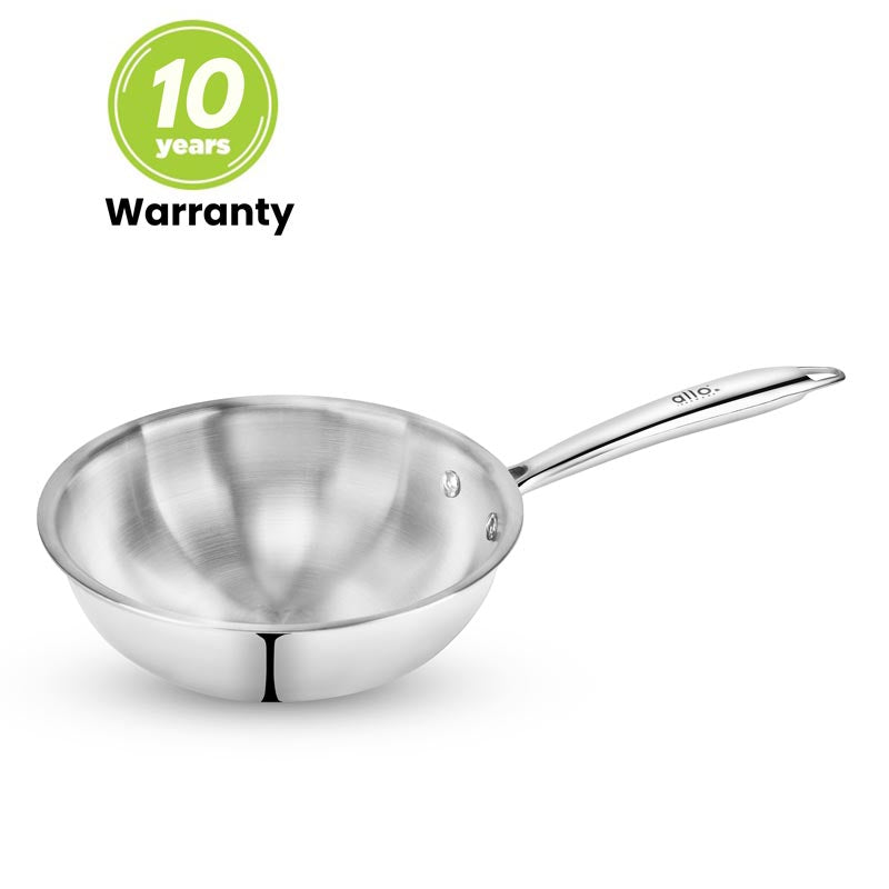 Allo Dallas CookSafe Triply Stainless Steel  Wok  |Non Toxic | 1.2L, 1.5L, 2L, 2.7L, 3.7L, 4.5L