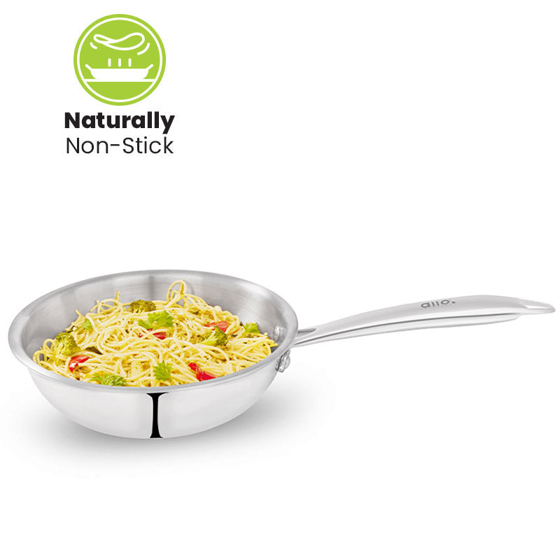 Allo Dallas CookSafe Triply Stainless Steel  Wok  |Non Toxic | 1.2L, 1.5L, 2L, 2.7L, 3.7L, 4.5L