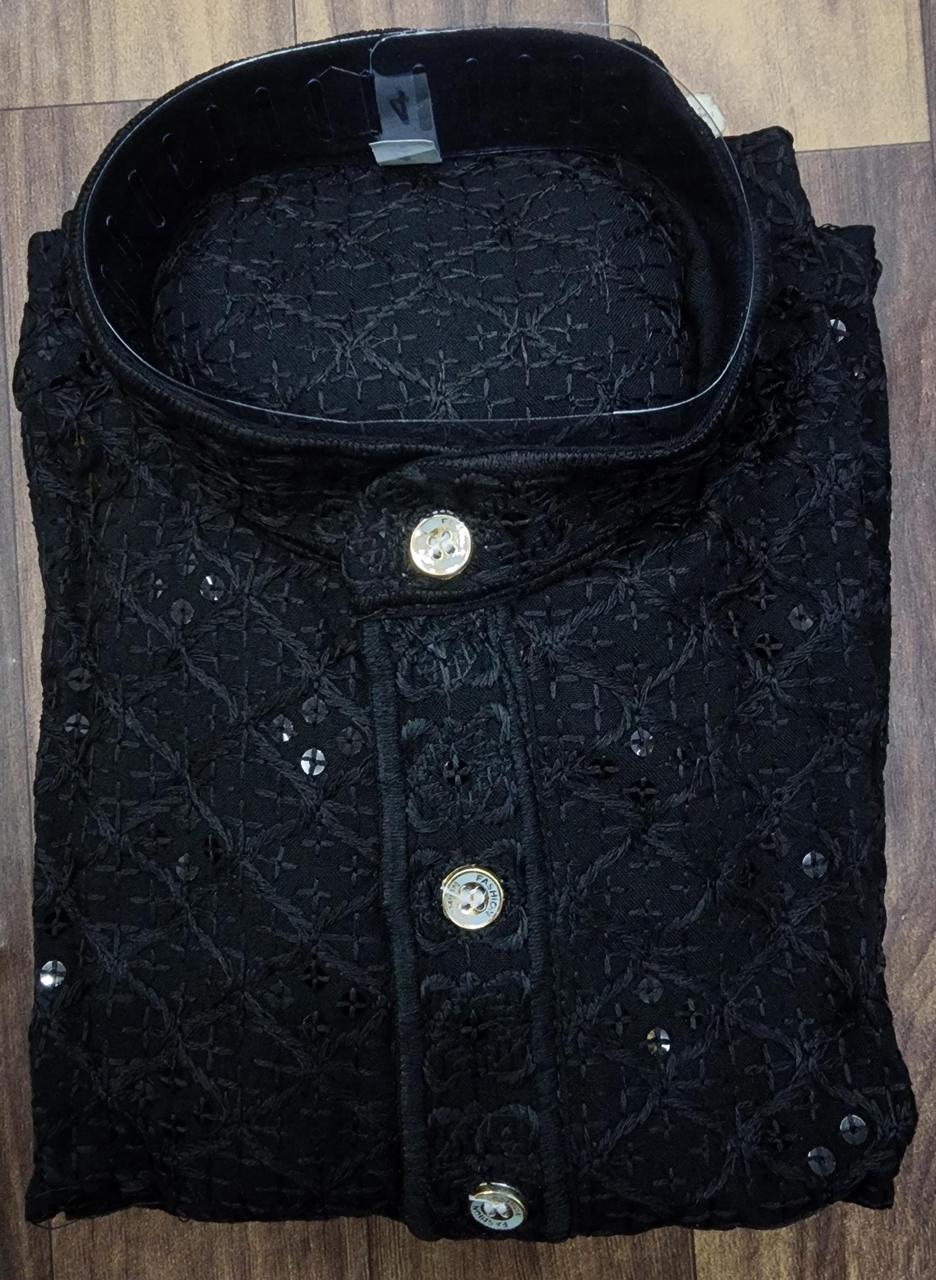 Rayon With Sequence Work Kurta Pajama Set For Boy's