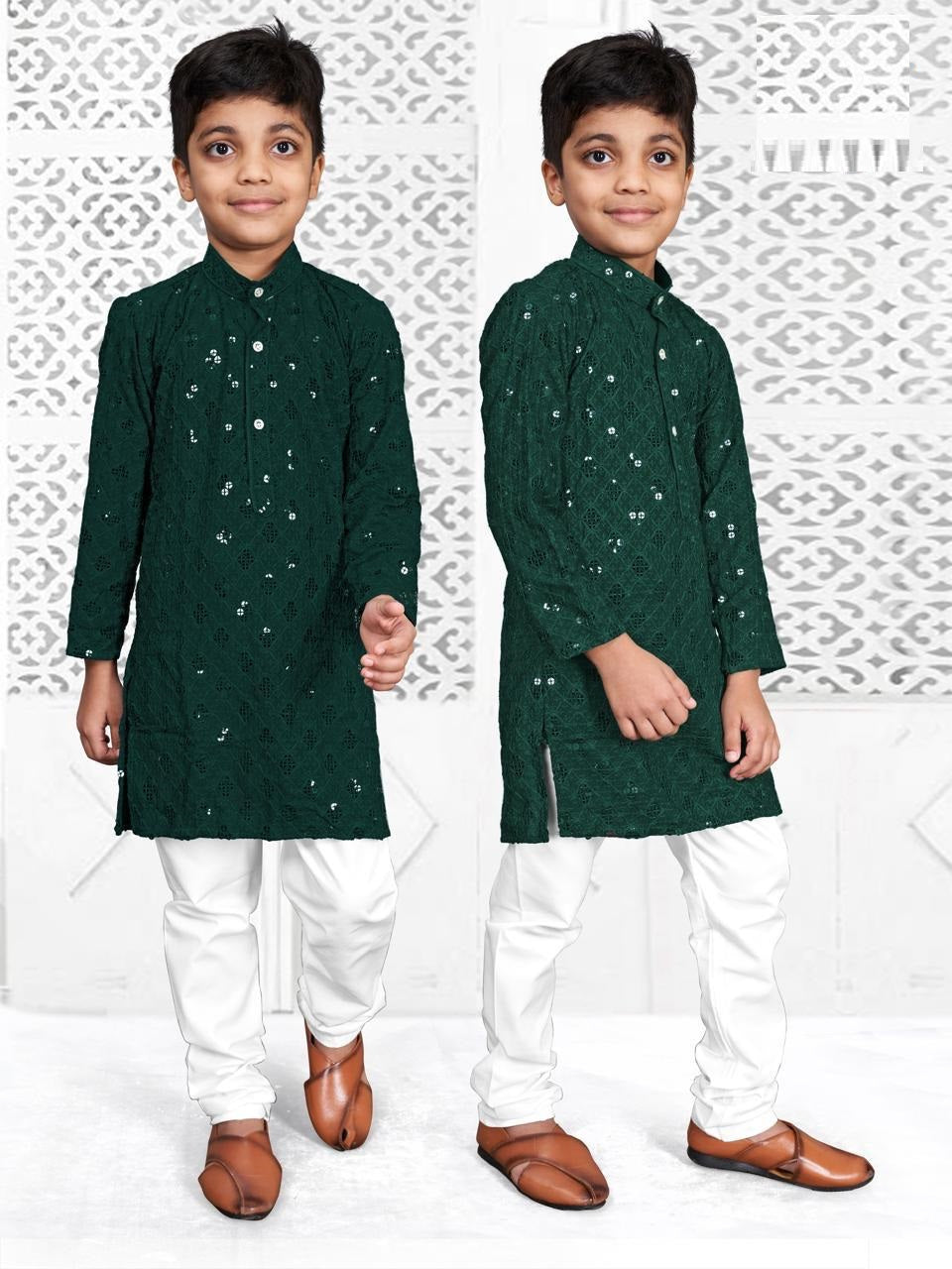 Rayon With Sequence Work Kurta Pajama Set For Boy's