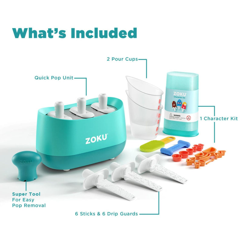 Blue Quick Ice Pop Maker with 3 Popsicle Molds
