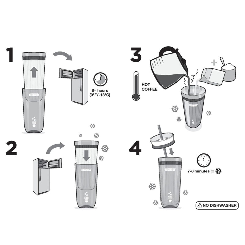 Stainless Steel Grey Iced Coffee Maker with Straw | 325ml