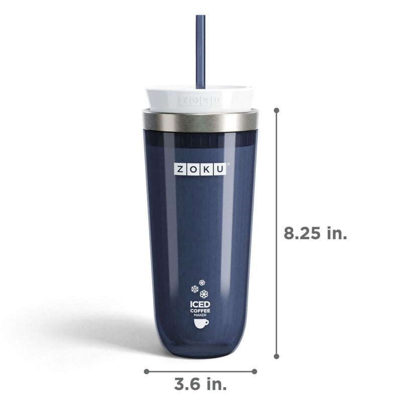 Stainless Steel Grey Iced Coffee Maker with Straw | 325ml