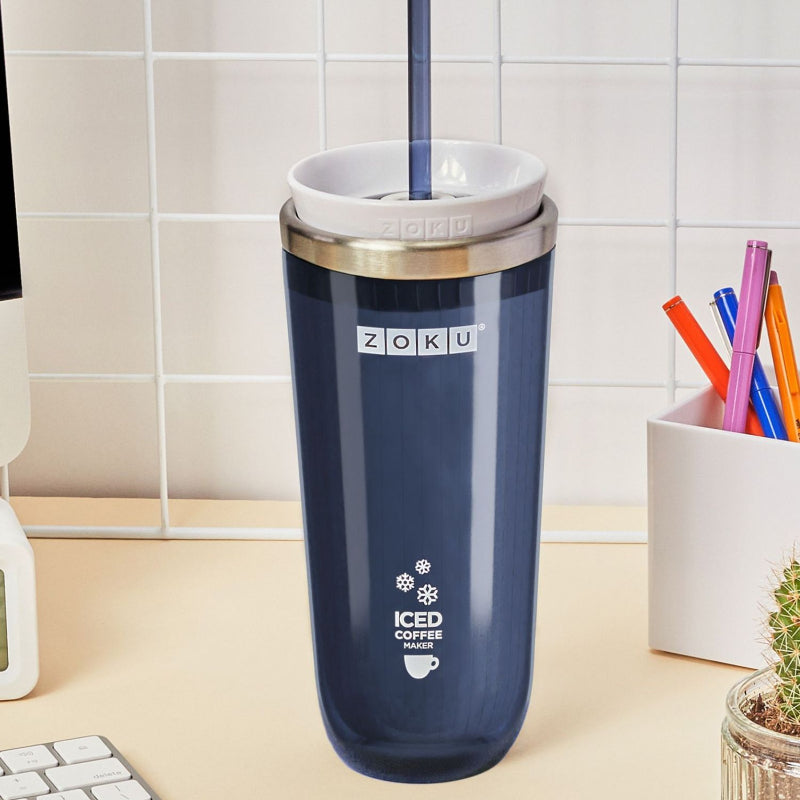 Stainless Steel Grey Iced Coffee Maker with Straw | 325ml