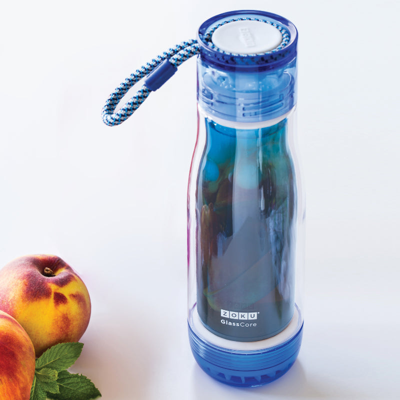 Double Wall Suspended Glass Core Water Bottle | Multiple Colors