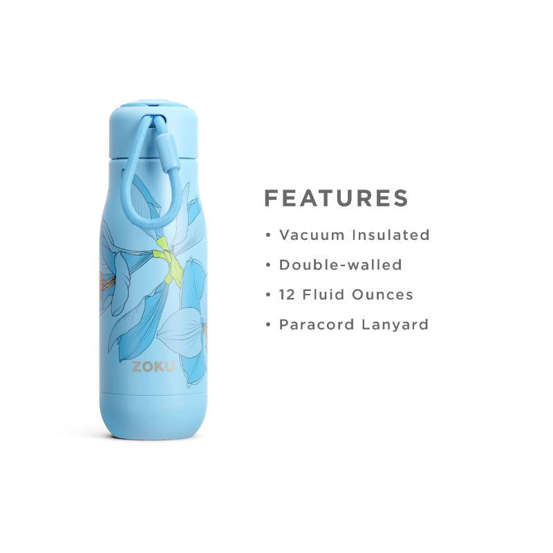 Sky Lily Blue Stainless Steel Vaccum Insulated Water Bottle | 350ml