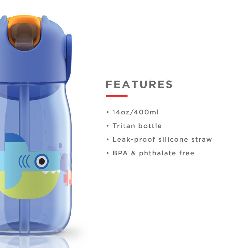 Blue Kids Flip Straw Bottle