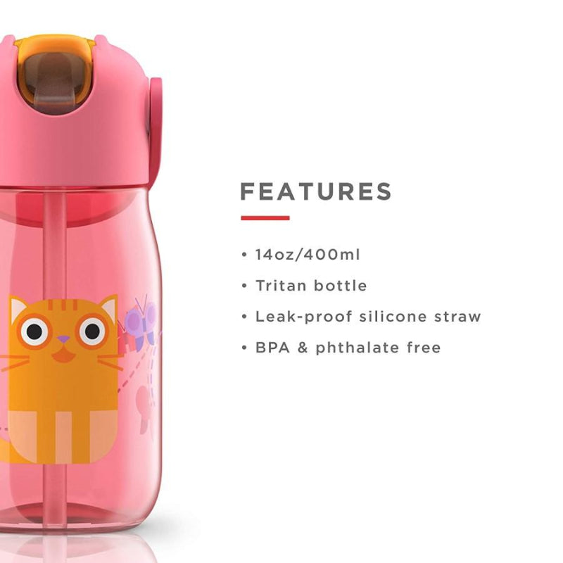 Pink Kids Flip Straw Bottle