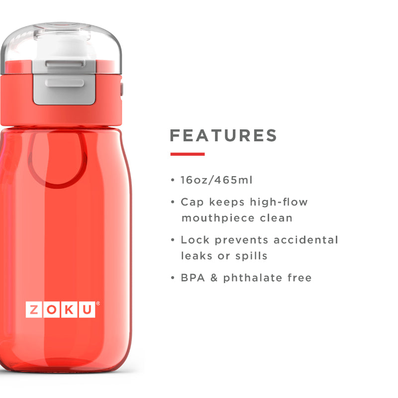 Kids Flip Gulp Bottle with Carrying Cord | 475ml | Multiple Colors
