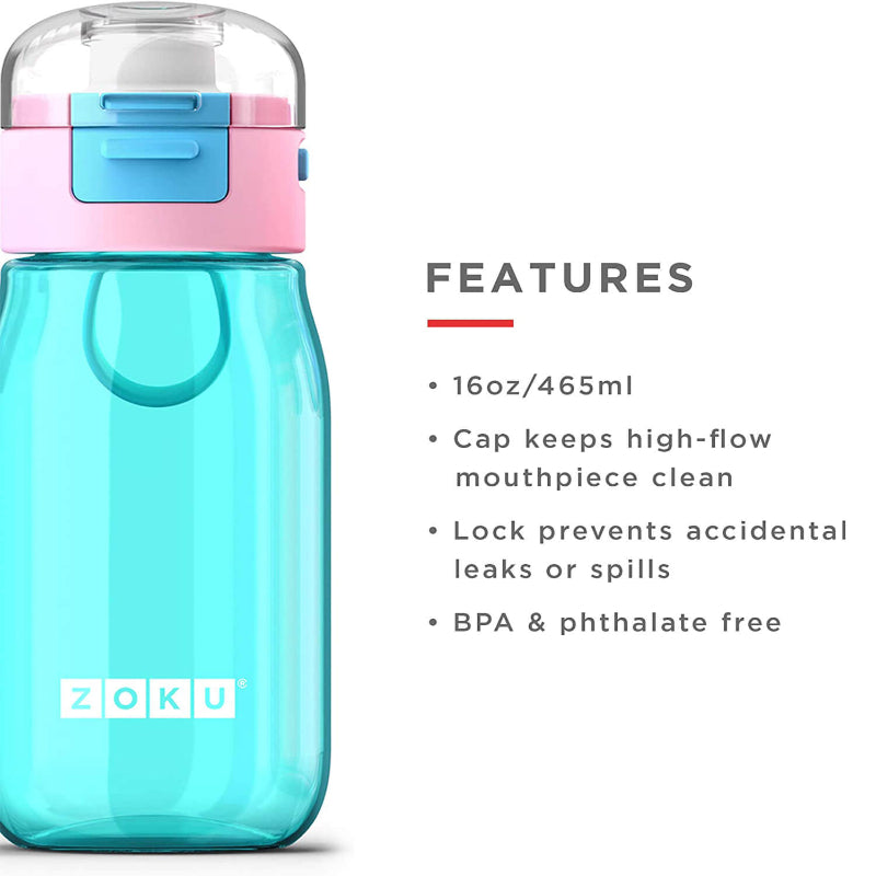 Kids Flip Gulp Bottle with Carrying Cord | 475ml | Multiple Colors