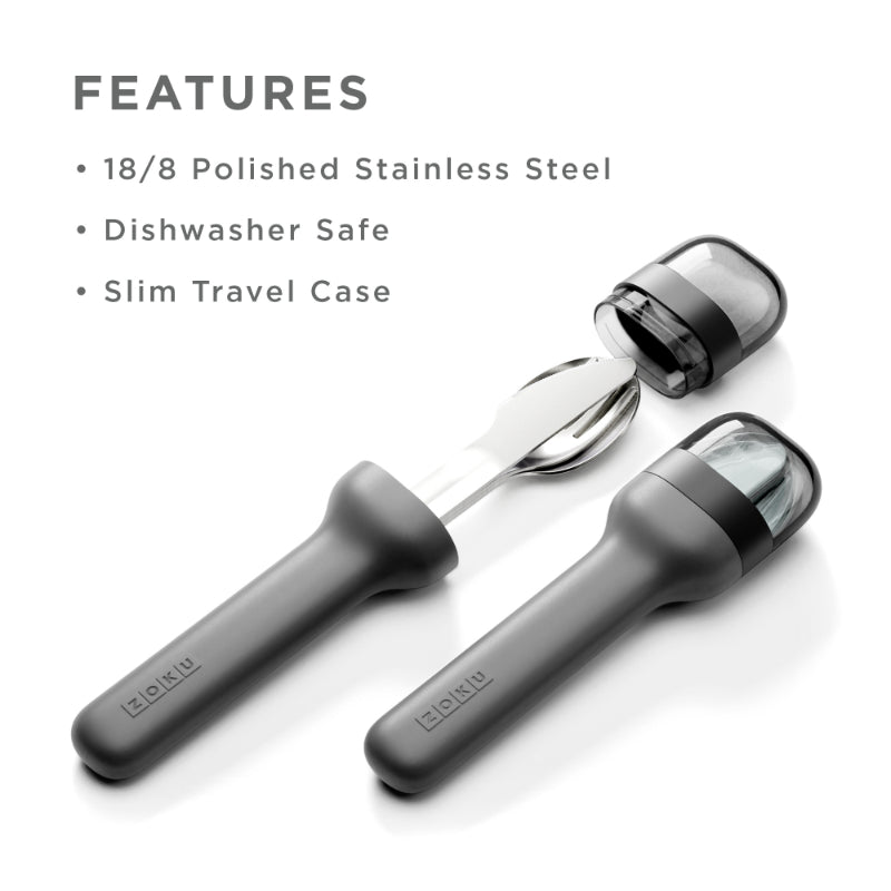 Pocket Stainless Steel Cutlery with Travel Case | Set of 3 | Multiple Colors