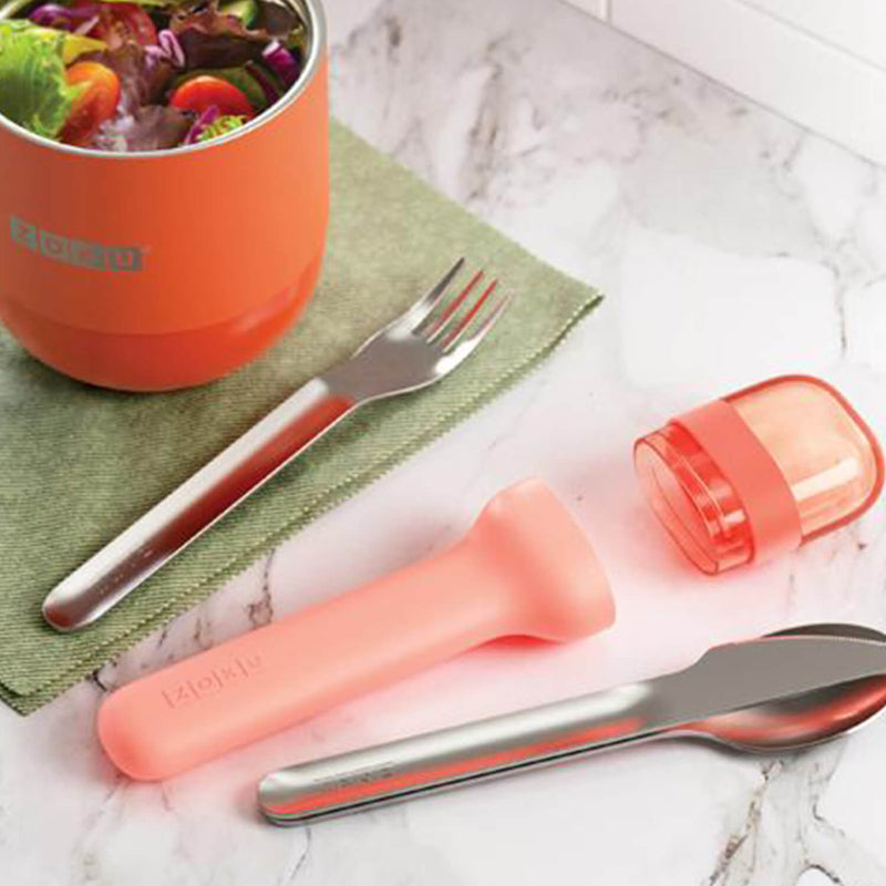 Pocket Stainless Steel Cutlery with Travel Case | Set of 3 | Multiple Colors
