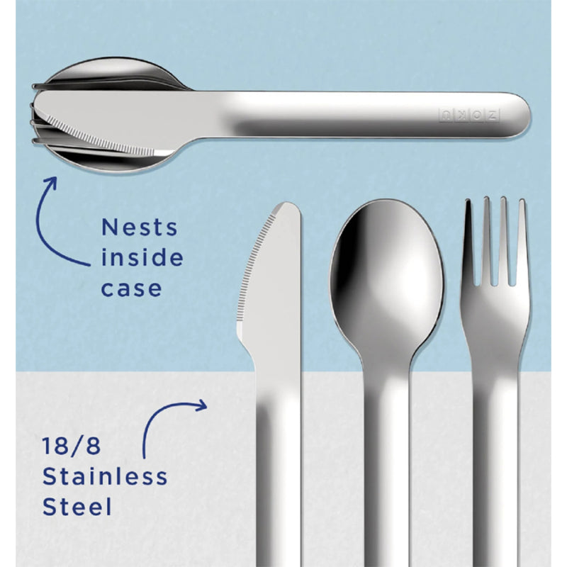 Unicorn Kids Pocket Stainless Steel Cutlery with Teal Travel Case