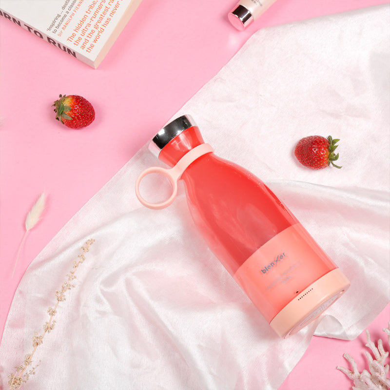 Classic Pink Mini Portable Juicer Blender with Wireless Charging | 350 ml