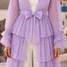 Women's 5 Layer Sheer Shrug  Lavender Cover Up Kimono Bridal & Party Overlay(V)