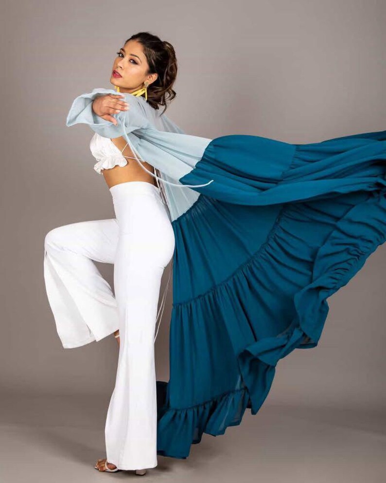 Flowy Flying Shrug Women, Long Georgette Kimono Robe, Festival Outfit, Summer Resort Wear