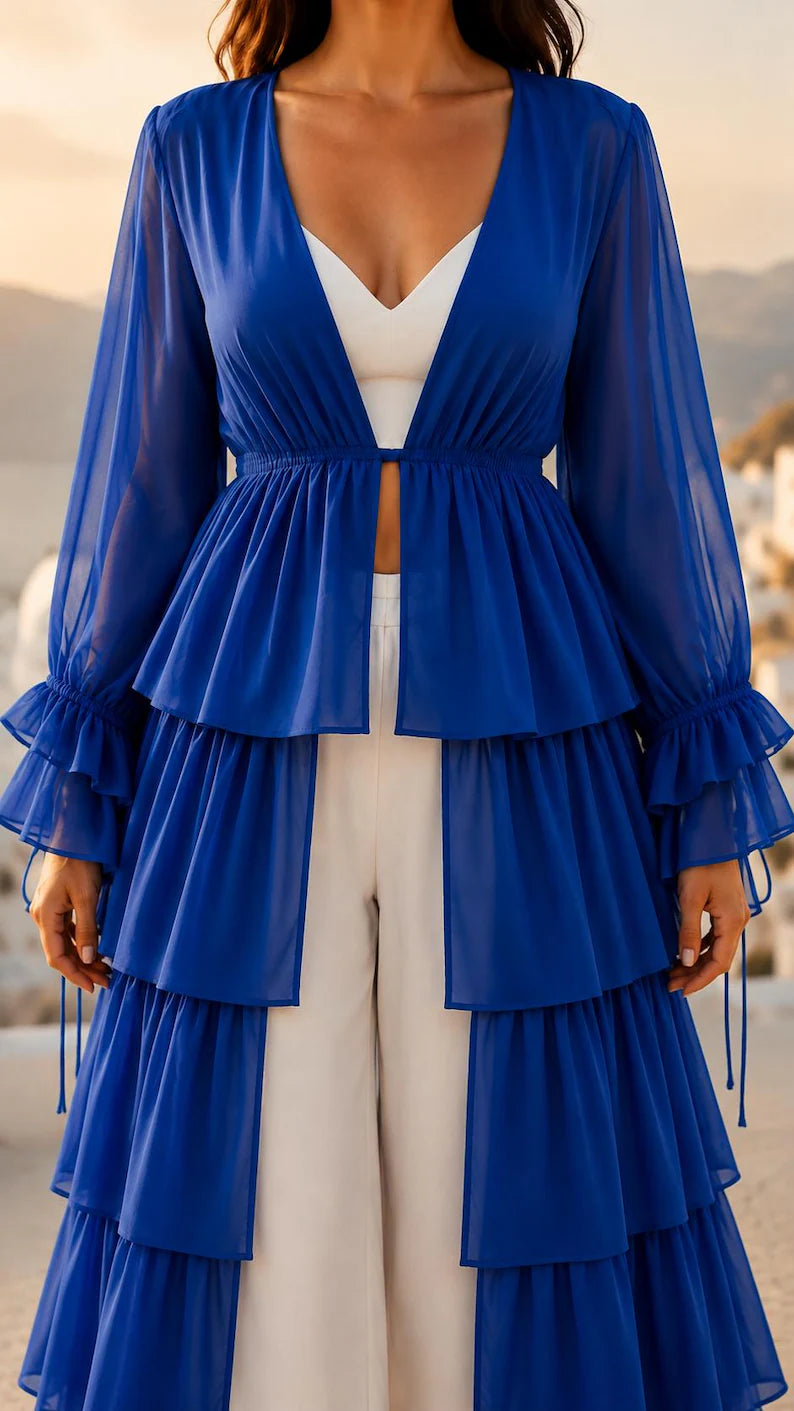 Detachable Flying Dress Cape, 5 Layer Shrug, Bridal, Maternity & Photoshoot Wear(V)
