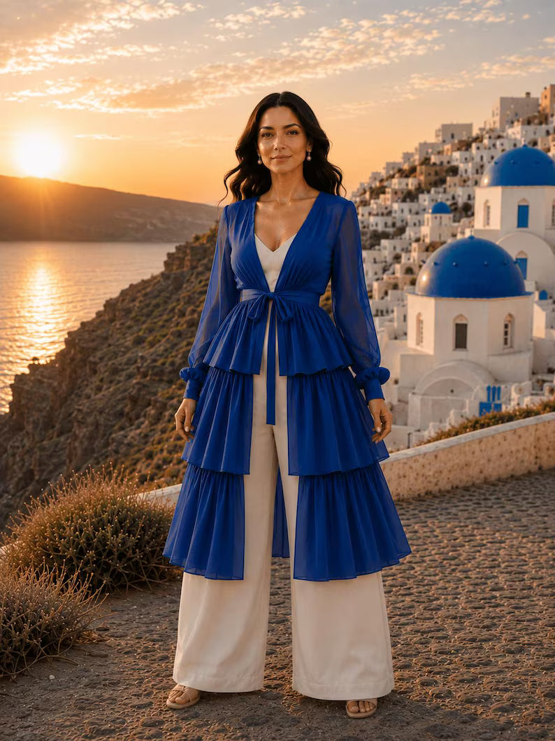 Women's Convertible Layered Cape, 5 Layer Detachable Shrug, Custom Made(V)