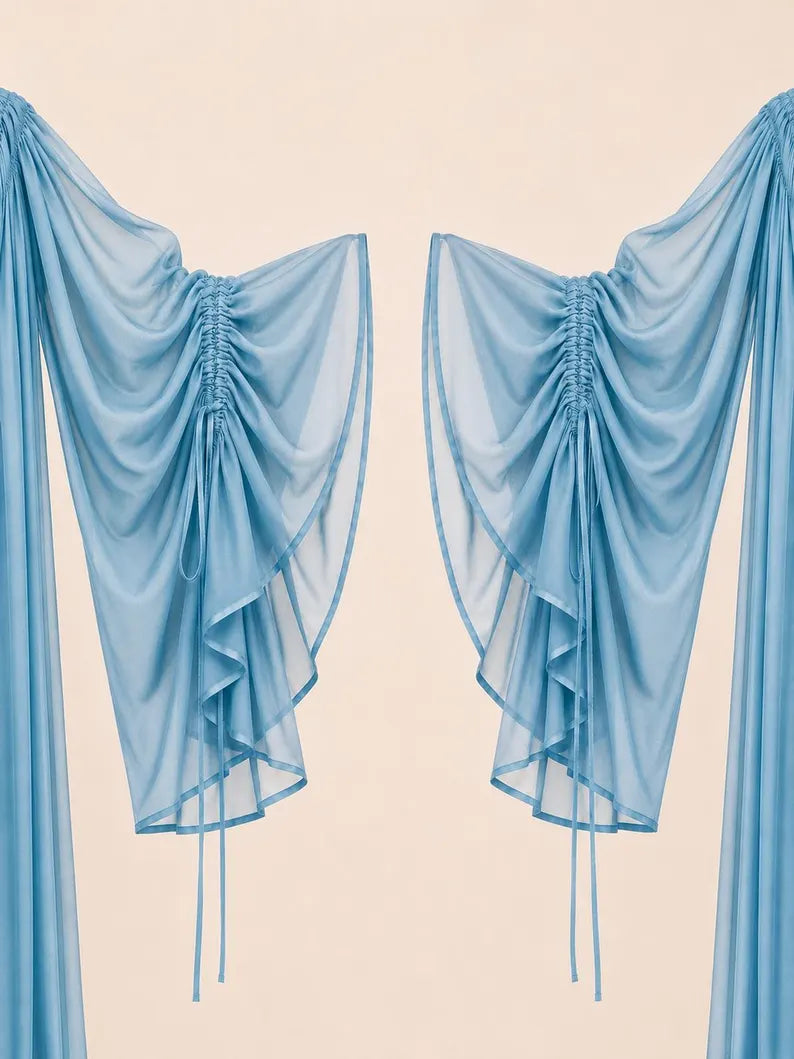 Convertible Flying Dress Shrug, Sky Blue 5 Layer Cape,  Resort Wear(V)