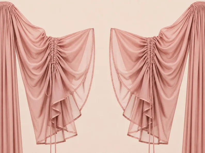 Dusty Pink 5 Layer Detachable Shrug, Convertible Flying Dress Overlay, Open Front Layered Cape, Wedding Bridal Cover Up(V)