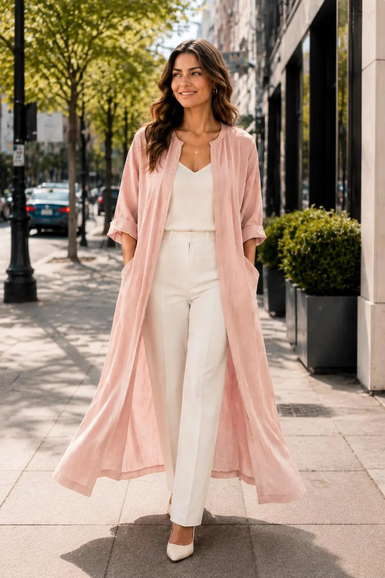Elegant Lavender Shrug for Women, Long Kimono Cardigan, Summer Layering Piece, Casual Daily Wear Cover Up(V)
