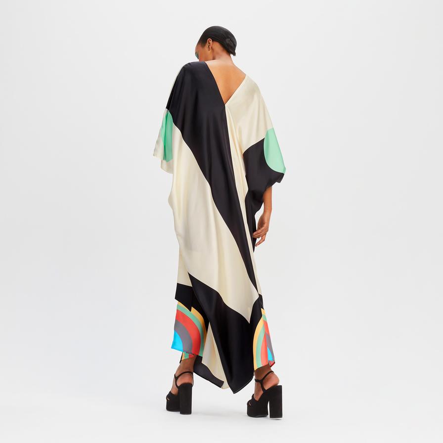 Digital Printed Soft Satin Silk Kaftan, Party Wear Women's Caftan