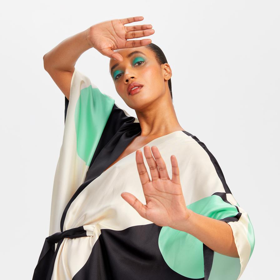 Digital Printed Soft Satin Silk Kaftan, Party Wear Women's Caftan