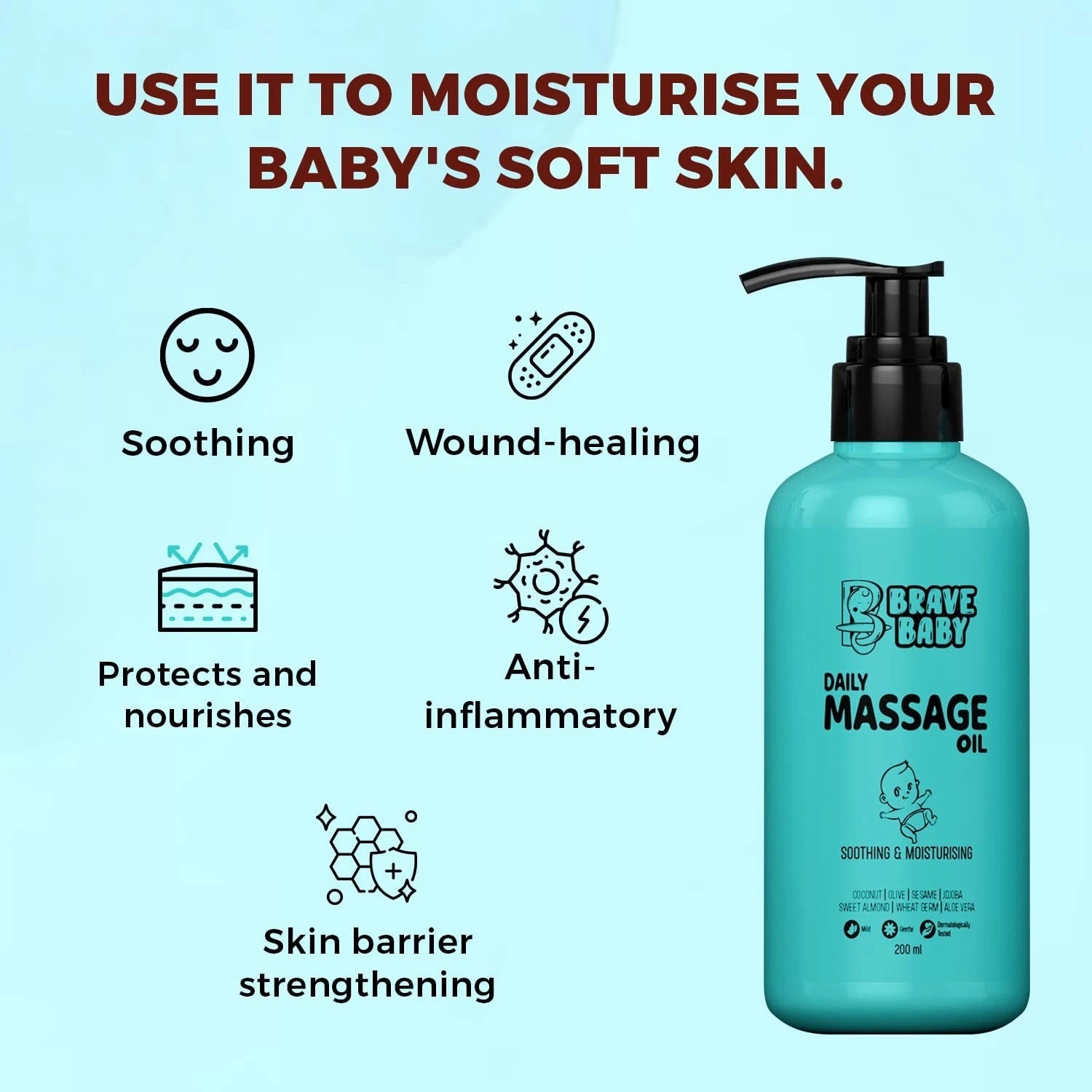 Brave Baby Daily Massage Oil | Soothing Massage Oil for Babies 200ml