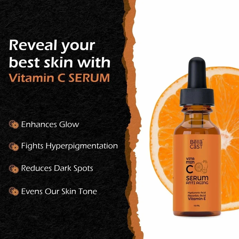BellaCast Vitamin C Face Serum for Dark Spot Reduction with Vitamin E and Aloe vera 10 ml