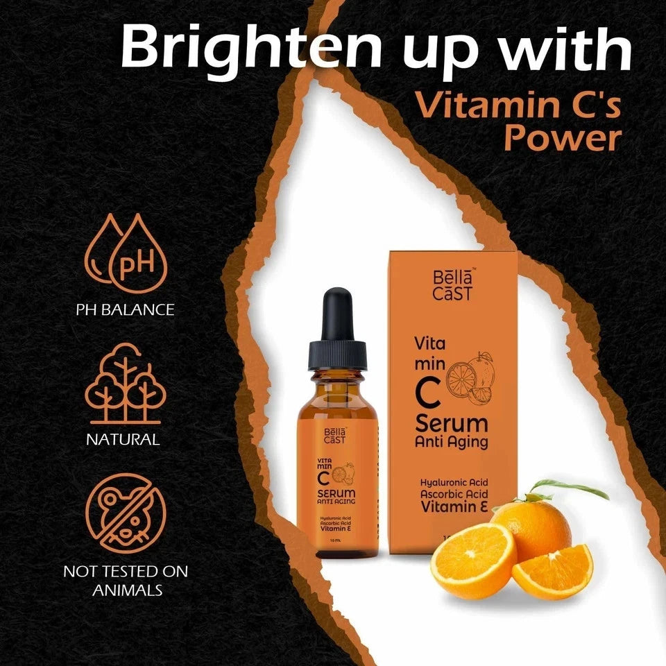 BellaCast Vitamin C Face Serum for Dark Spot Reduction with Vitamin E and Aloe vera 10 ml