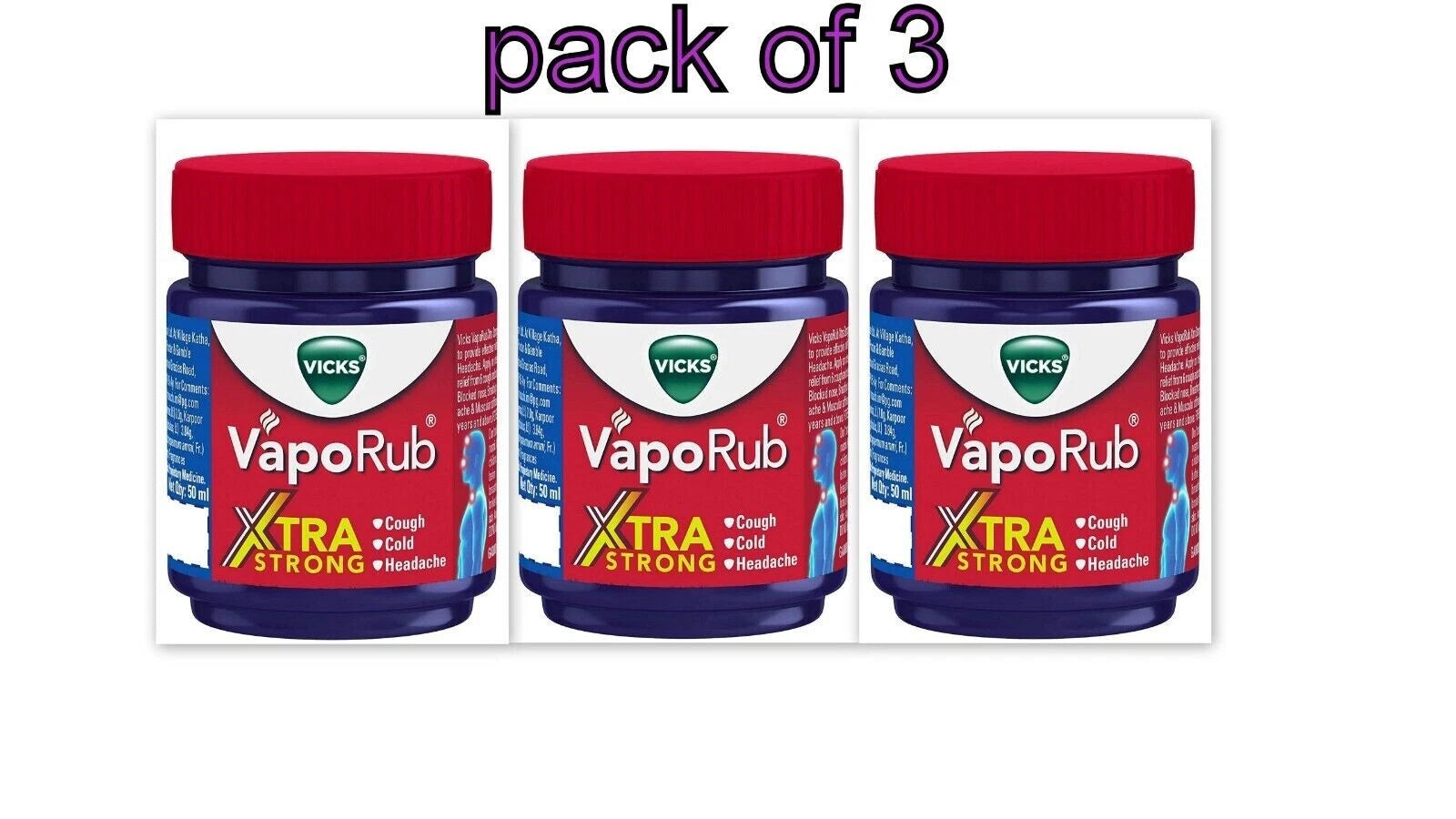 Vicks VapoRub Xtra Strong, 50 ml (pack of 3)