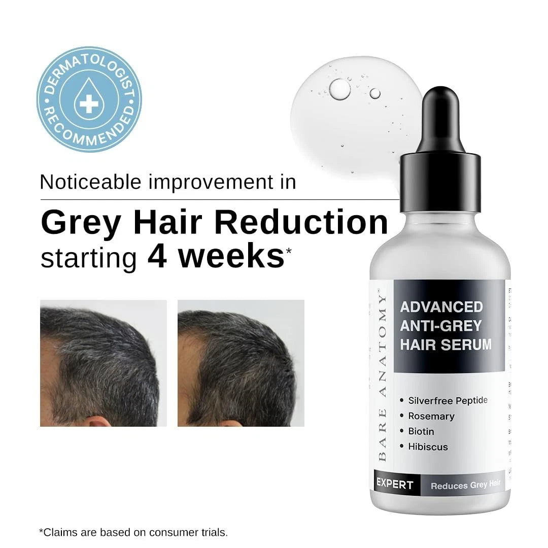 Bare Anatomy Advanced Anti-Grey Hair Serum 50ml | Supports Natural Hair Colour & Hair Health