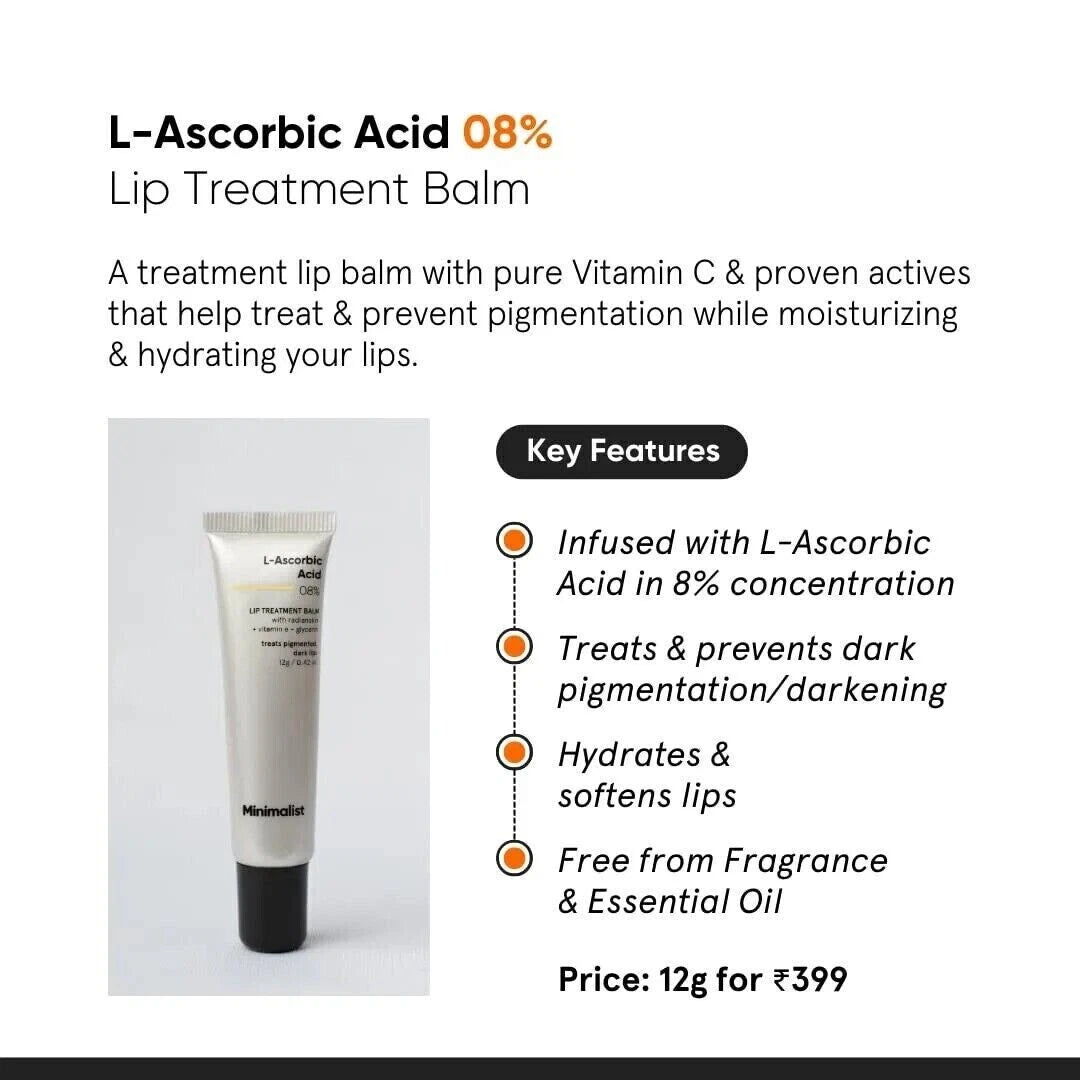 Minimalist 8% L-Ascorbic Acid Lip Treatment Balm with Vitamin E-12 gm