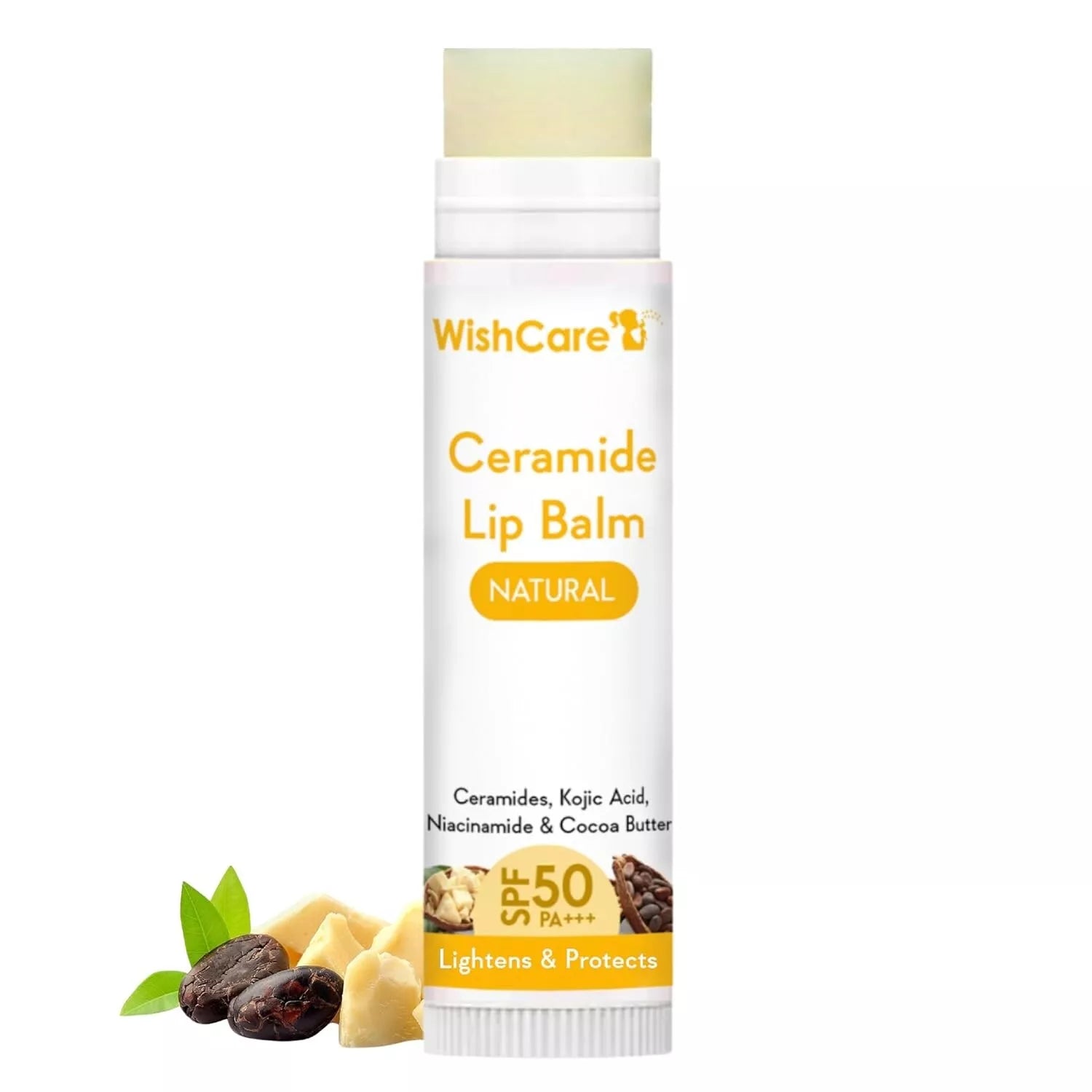 WishCare Ceramide Lip Balm with SPF50 PA++ – Moisturizing & Lightening Formula with Kojic Acid (5g)