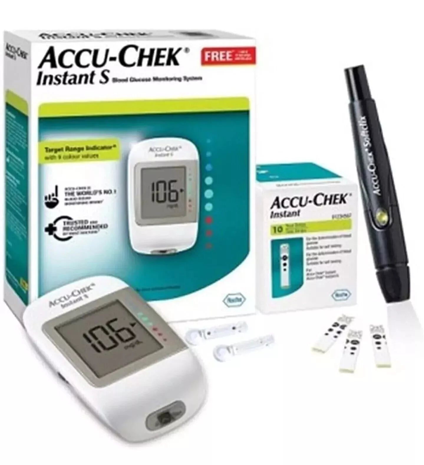 Accu-Chek Instant S Glucose Meter Kit – Fast & Accurate Blood Sugar Monitoring