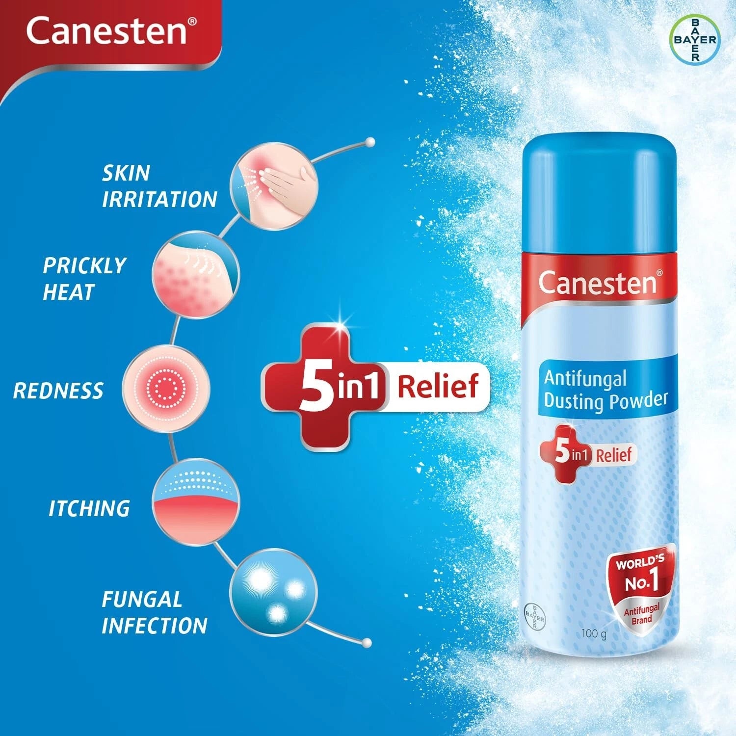 Canesten Dusting Powder for Daily Skin 100g (Pack of 3)