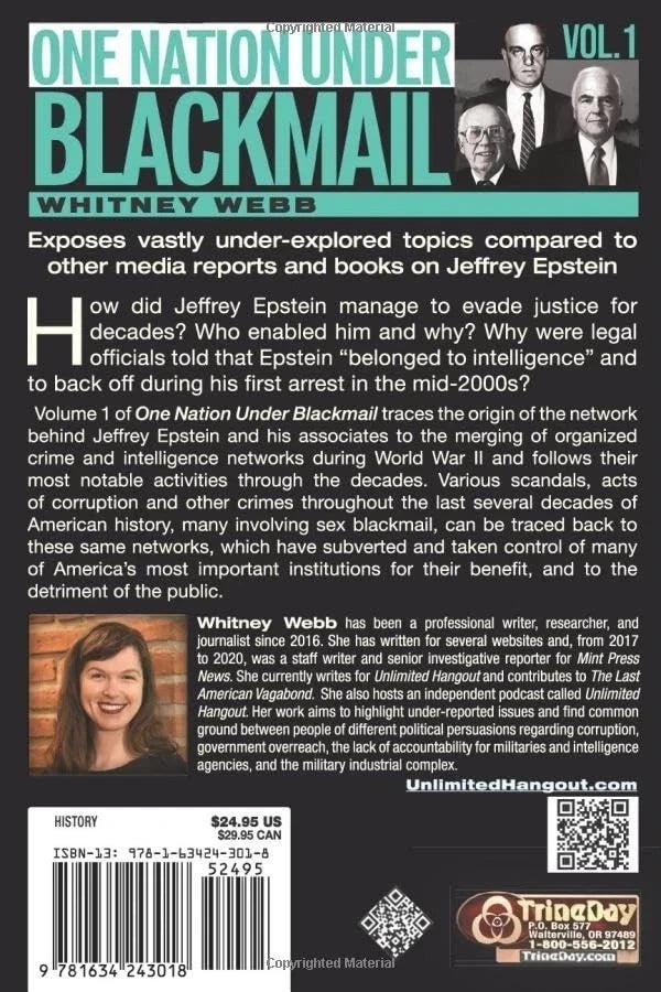 One Nation Under Blackmail Vol. 1 by Whitney Webb Jeffrey Epstein Investigation Book