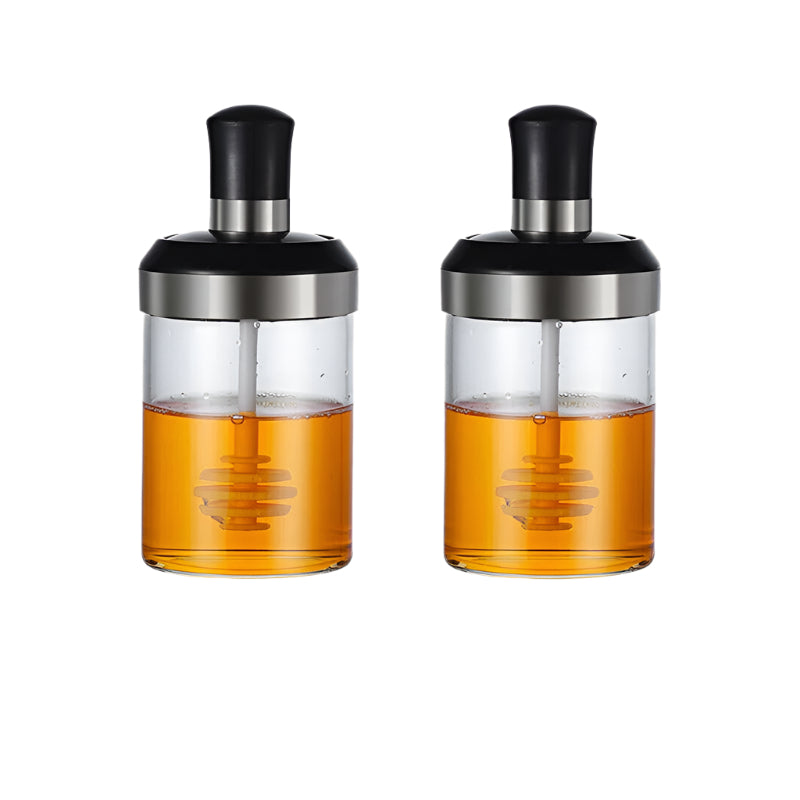 Honey Storage Jar with Dipper | 250 ml | Single, Set of 2, Set of 4