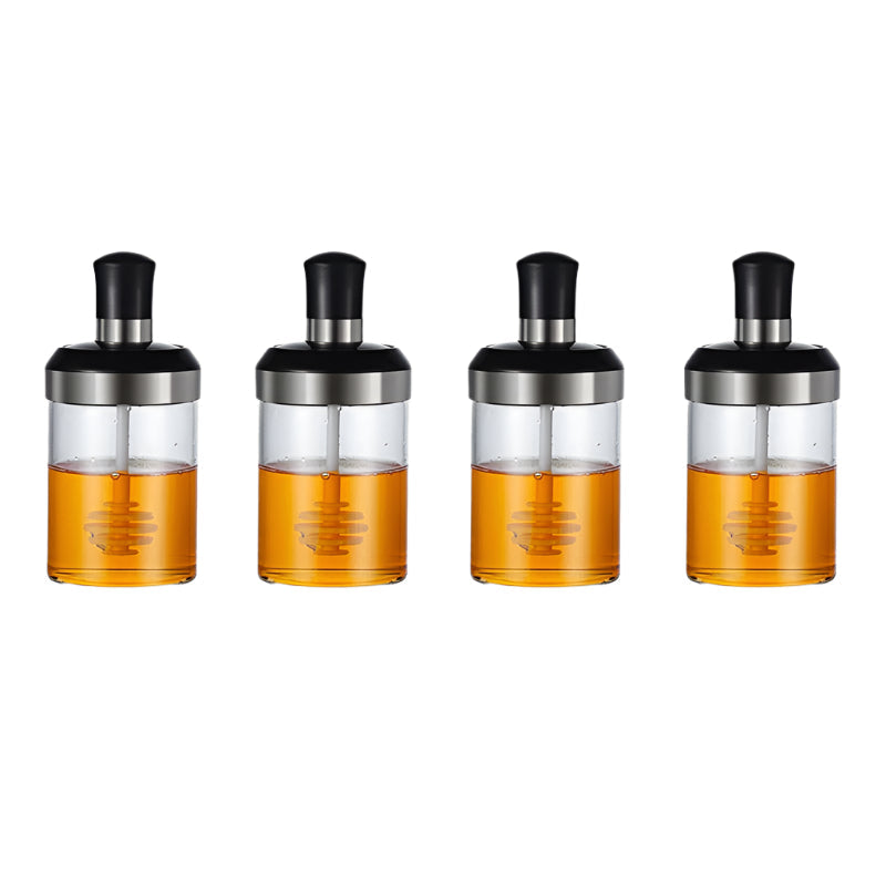 Honey Storage Jar with Dipper | 250 ml | Single, Set of 2, Set of 4